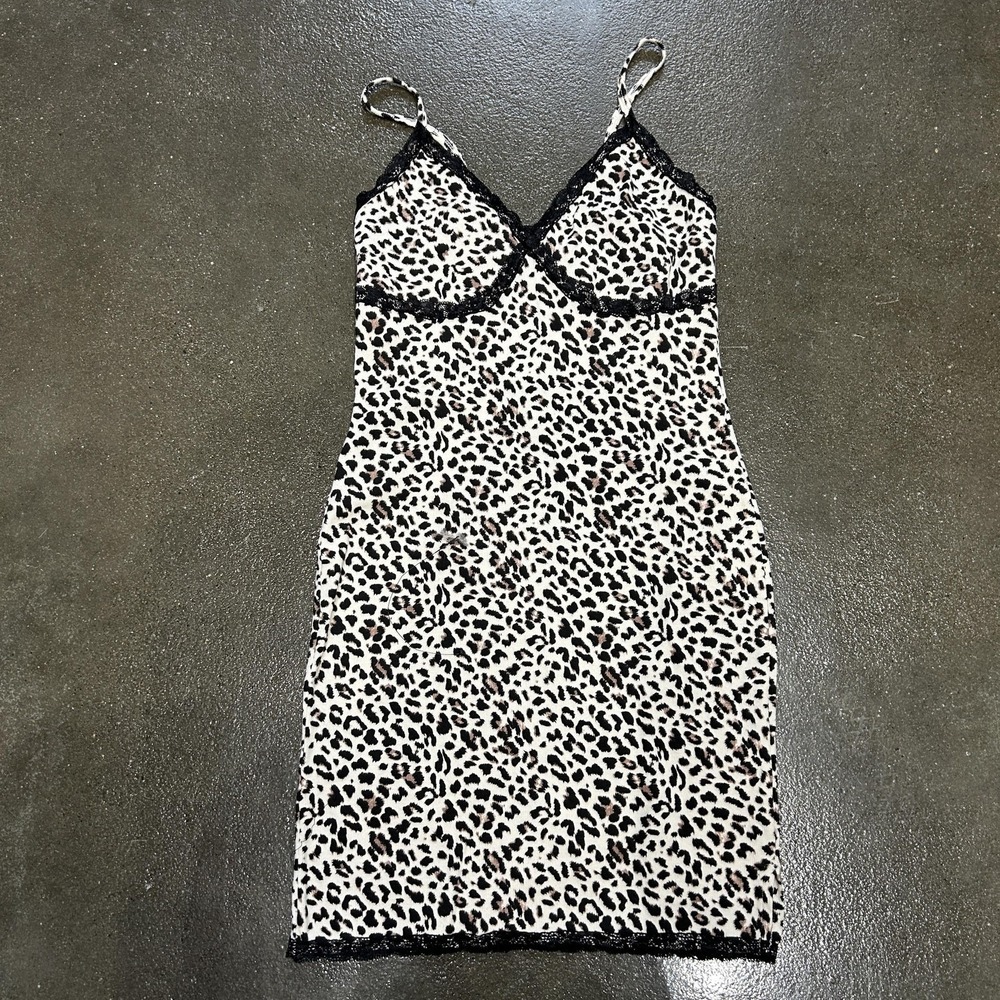 Wild Fable Dress Womens Medium Leopard Print Lace Trim Bodycon Slip‎ Mini Cami